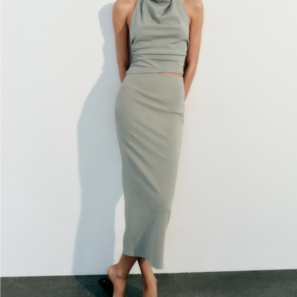 SET!  Zara Seafoam Pencil Skirt AND Tanktop NWT.  Never Worn. Size Small.